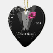 Groomsman Pink Gerber Wedding Kerstfeest Ornament (Links)