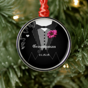 Groomsman Pink Gerber Wedding Kerstfeest Ornament