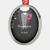Groomsman Pink Gerber Wedding Kerstfeest Ornament (Links)