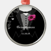 Groomsman Pink Gerber Wedding Kerstfeest Ornament (Voorkant)