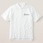 Groomsman Polo Shirt<br><div class="desc">Groomsman Polo Shirt in Wit met Zwarte geborduurde tekst.</div>