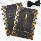  Groomsman Proposal Elegant Gold Black Suit Kaart