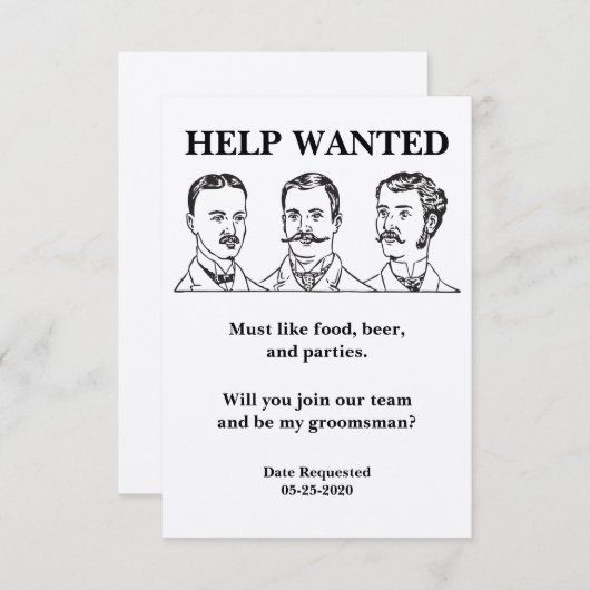Groomsman Request Help Gezochte Advertentie Kaart (Voorkant / Achterkant)