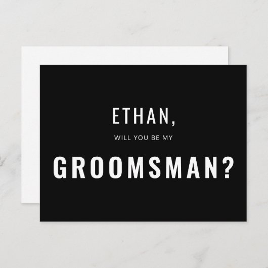 Groomsman Request Modern Simple Uitnodiging Briefkaart (Voorkant / Achterkant)