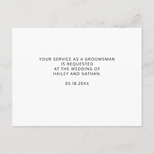 Groomsman Request Modern Simple Uitnodiging Briefkaart (Achterkant)