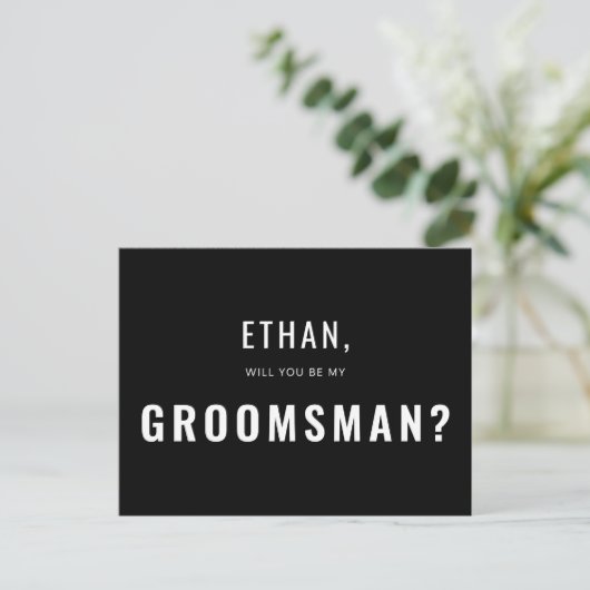 Groomsman Request Modern Simple Uitnodiging Briefkaart (Staand voorkant)