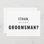 Groomsman Request Modern Simple Uitnodiging Briefkaart (Voorkant / Achterkant)