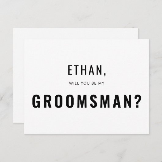 Groomsman Request Modern Simple Uitnodiging Briefkaart (Voorkant / Achterkant)