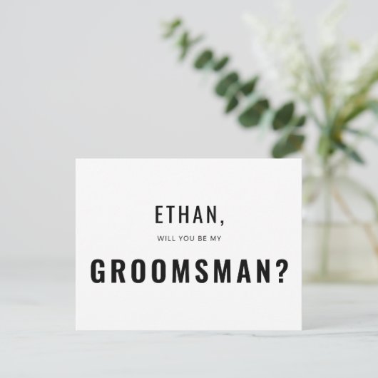Groomsman Request Modern Simple Uitnodiging Briefkaart (Staand voorkant)