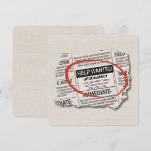 Groomsman Request Newspapier Ad Card Kaart
