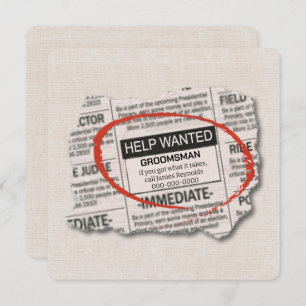 Groomsman Request Newspapier Ad Card Kaart