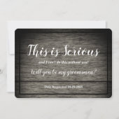 Groomsman Request This is Serious Rustic Wood Kaart (Voorkant)
