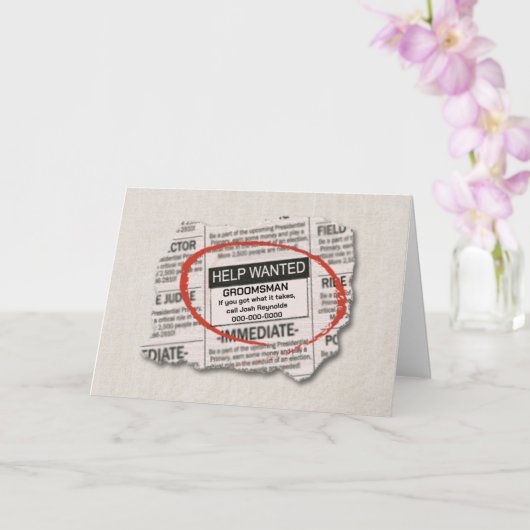 Groomsman Request Want Ad Kaart (Orchidee)