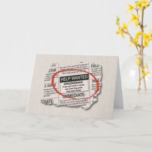 Groomsman Request Want Ad Kaart (Gele Bloem)