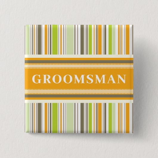 GROOMSMAN Retro Sinaasappel Mint Stripes Eenvoudig Vierkante Button 5,1 Cm (Voorkant)