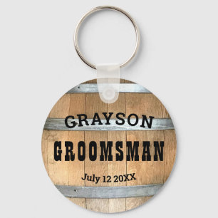 Groomsman Rustic Whiskey Barrel Sleutelhanger