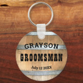 Groomsman Rustic Whiskey Barrel Sleutelhanger (Voorkant)