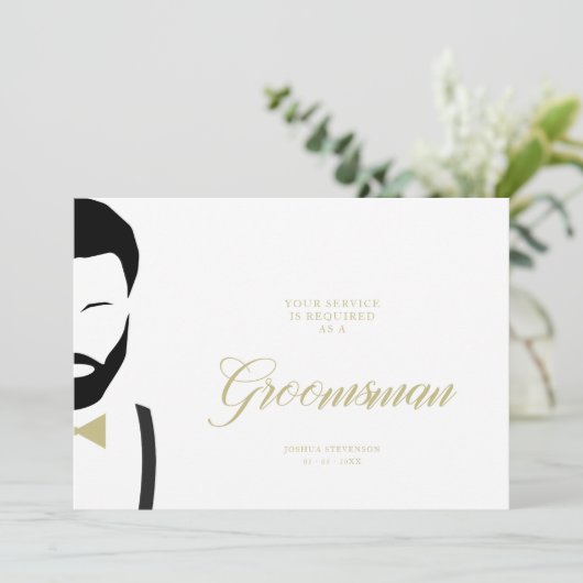 Groomsman Silhouette Simple Wedding proposal Kaart (Staand voorkant)