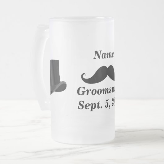 Groomsman snor en Top Hoed Frosted Glass Mok (Voorkant links)
