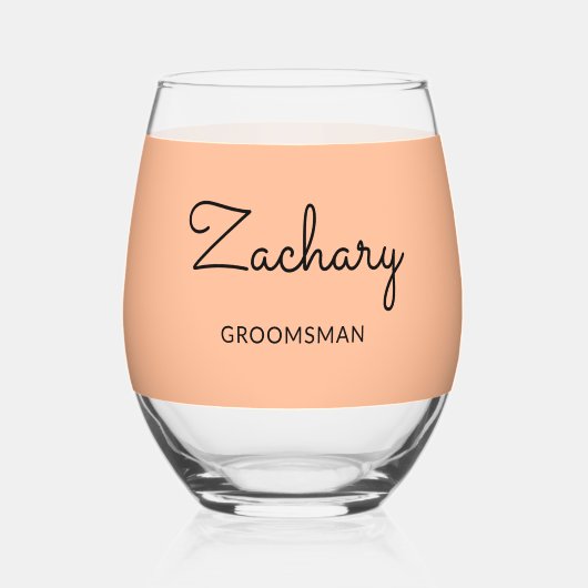 Groomsman Stijlvolle perzik minimalistisch geperso Wijnglas Zonder Voet (Voorkant)