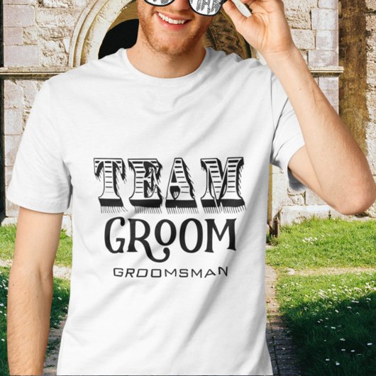 Groomsman Team Groom Hand Lettered Black Ink T-shirt