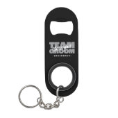 Groomsman Team Groom Naam Bruiloft Party Zwart Gri Mini Flessenopener (Voorkant)
