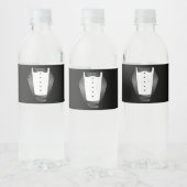 Groomsman Team Groom zwarte smoking Bachelor Party Waterfles Etiket (Flessen)