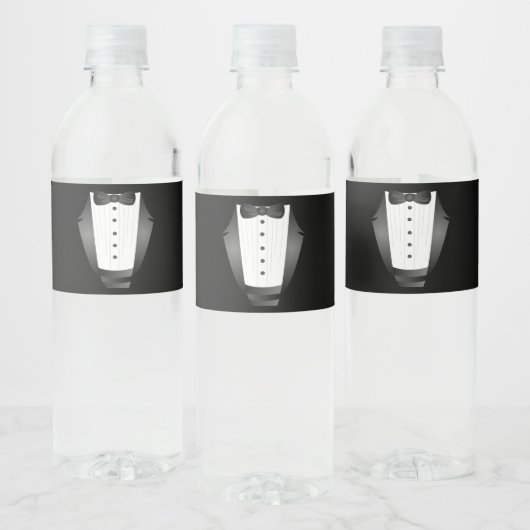 Groomsman Team Groom zwarte smoking Bachelor Party Waterfles Etiket (Flessen)