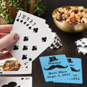 Groomsman Top Hat Best Man Custom Name and Date Pokerkaarten