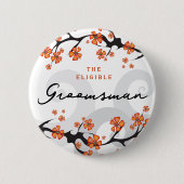 GROOMSMAN Tropische Bloemen Swirls Bruiloft Naam T Ronde Button 5,7 Cm (Voorkant)