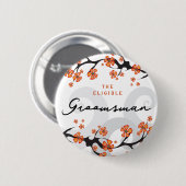 GROOMSMAN Tropische Bloemen Swirls Bruiloft Naam T Ronde Button 5,7 Cm (Voorkant /achterkant)