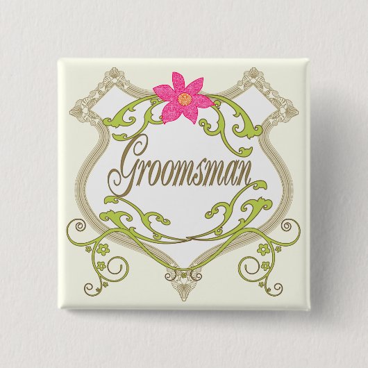 Groomsman trouwbadges vierkante button 5,1 cm (Voorkant)