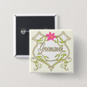 Groomsman trouwbadges vierkante button 5,1 cm (Voorkant /achterkant)