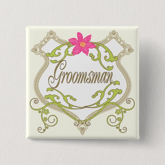 Groomsman trouwbadges vierkante button 5,1 cm (Voorkant)