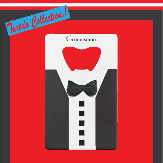 Groomsman Tuxedo 🎩 Elegant Bling Creditkaart Flessenopener