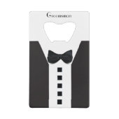 Groomsman Tuxedo 🎩 Elegant Bling Creditkaart Flessenopener (Voorkant)