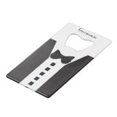 Groomsman Tuxedo 🎩 Elegant Bling Creditkaart Flessenopener (Voorkant Gekanteld)