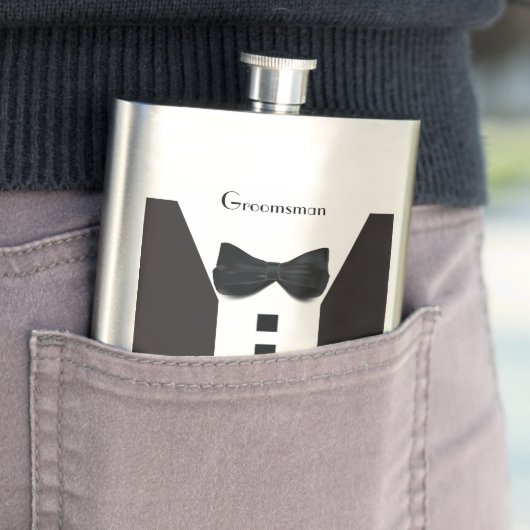 Groomsman Tuxedo 🎩 Elegant Bling Flacon (Voorbeeld)