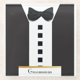Groomsman Tuxedo 🎩 Elegant Bling Glazen Onderzetter
