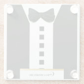Groomsman Tuxedo 🎩 Elegant Bling Glazen Onderzetter (Achterkant)