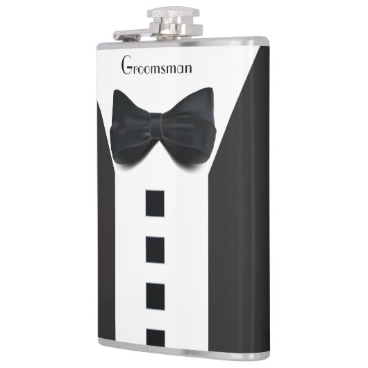 Groomsman Tuxedo 🎩 Elegant Bling Script Heupfles (Links)