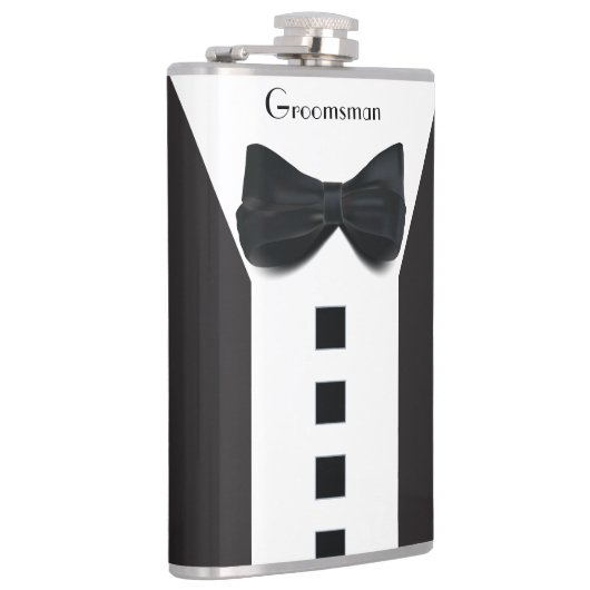 Groomsman Tuxedo 🎩 Elegant Bling Script Heupfles (Rechts)