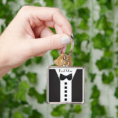 Groomsman Tuxedo 🎩 Elegant Bling Sleutelhanger (Hand)