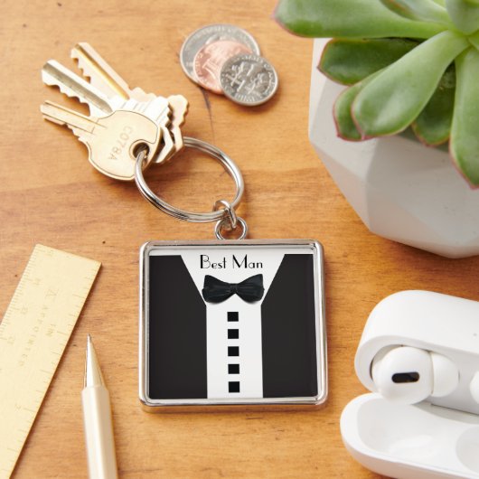 Groomsman Tuxedo 🎩 Elegant Bling Sleutelhanger (Bureau)