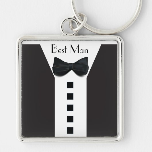 Groomsman Tuxedo 🎩 Elegant Bling Sleutelhanger (Voorkant)
