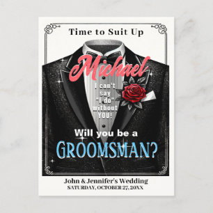 Groomsman Tuxedo Invitation Suit omhoog Briefkaart