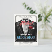 Groomsman Tuxedo Invitation Suit omhoog Briefkaart (Staand voorkant)
