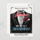 Groomsman Tuxedo Invitation Suit omhoog Briefkaart (Voorkant / Achterkant)