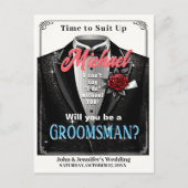 Groomsman Tuxedo Invitation Suit omhoog Briefkaart (Voorkant)