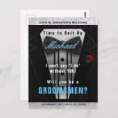 Groomsman Tuxedo Invitation Suit omhoog Briefkaart (Voorkant / Achterkant)